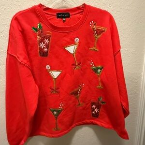 State of Mine Vibrant Red Cocktail Sweatshirt Size M